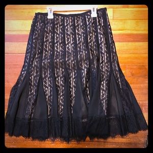 Black lace A-line skirt